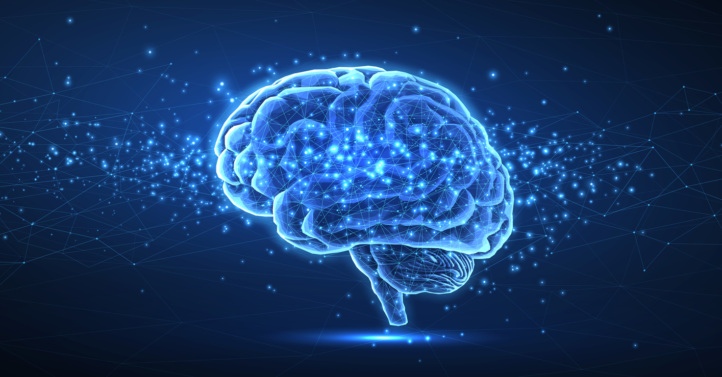 Digital brain. Artificial intelligence, Brain science, Nervous system, Human mind, Neurology network, Modern education, Medicine technology, AI system concept. 3d vector illustration